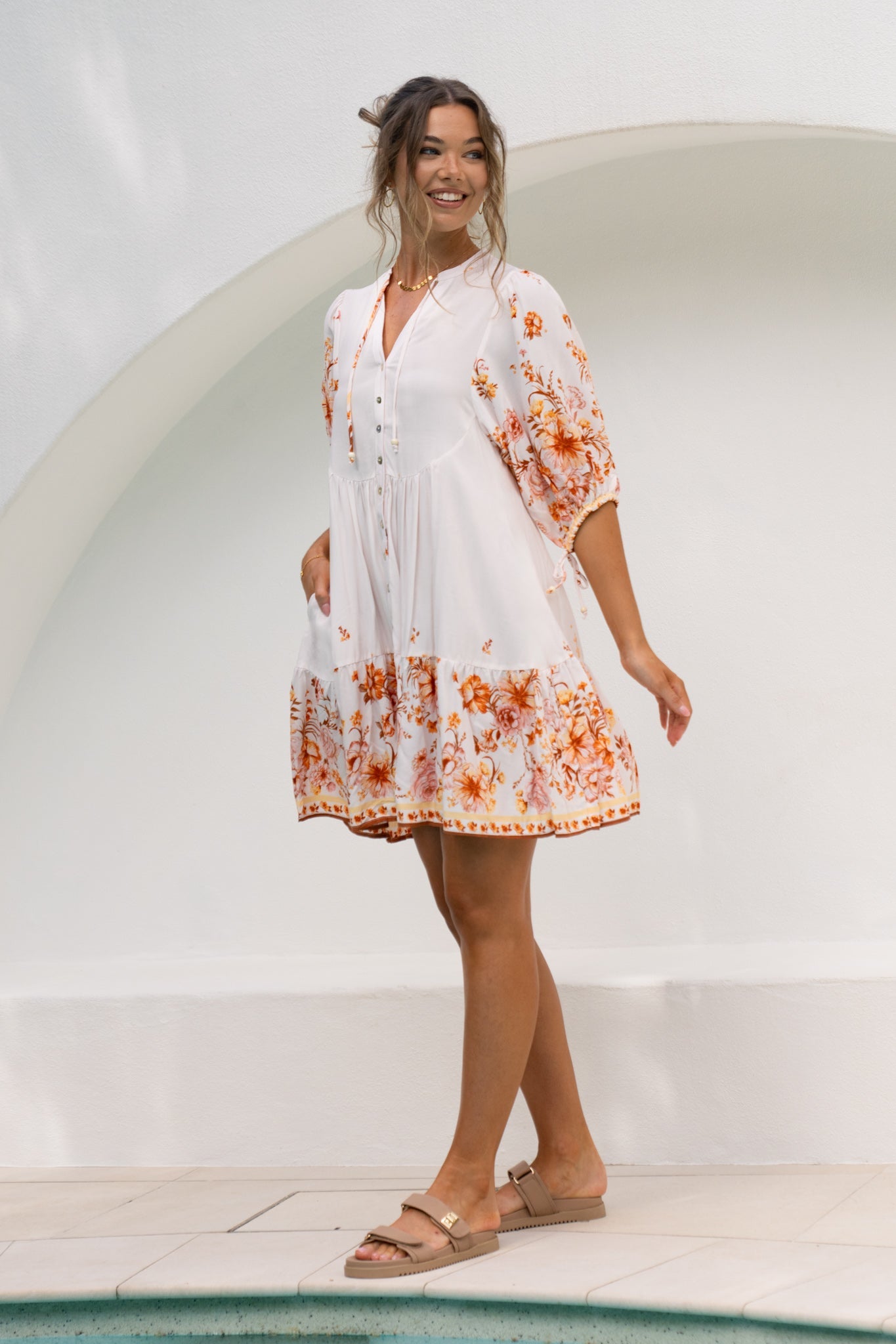 Heychic Amelisse Pink Button Down Mini Dress (Floral)