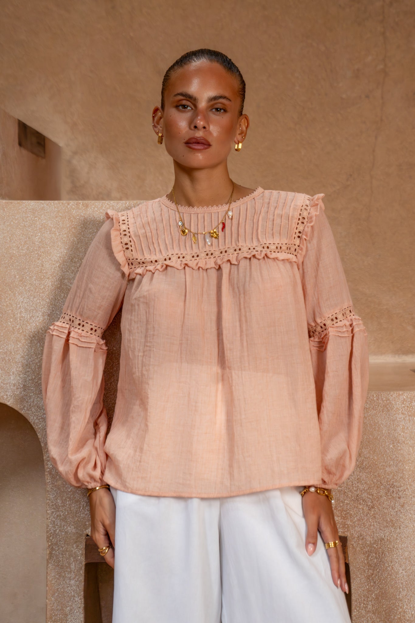 Heychic Haidyn Lace and Frill Top (Pink)