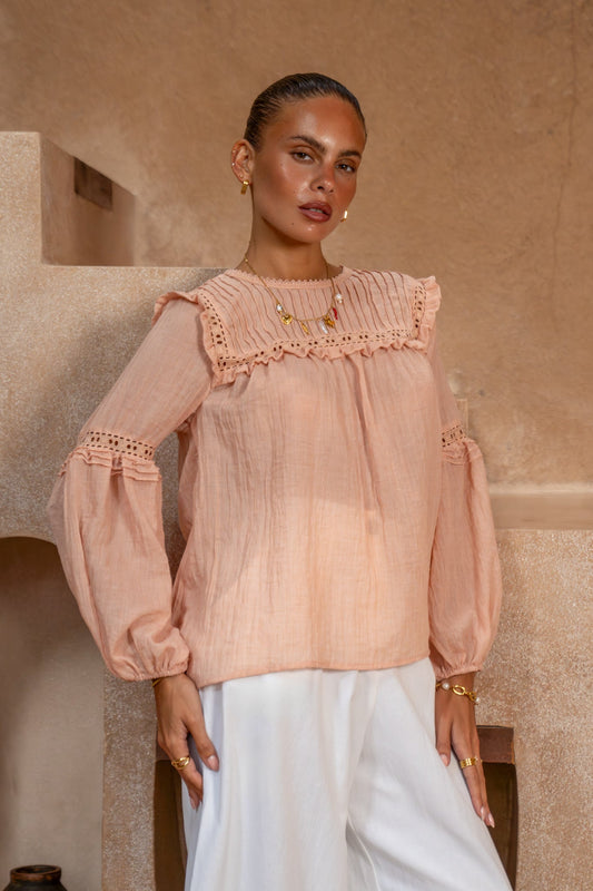 Heychic Haidyn Lace and Frill Top (Pink)