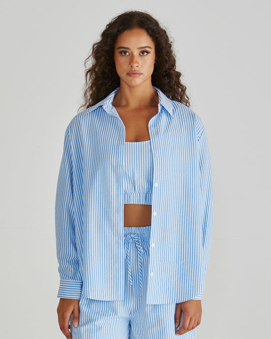 Sass Clothing Alani Shirt (Blue White Stripe)
