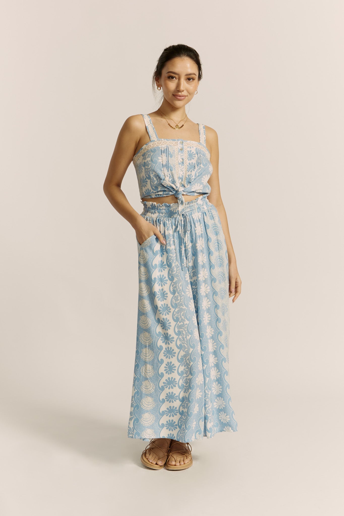 Heychic Oceane Abstract Wide Leg Pants (Blue)