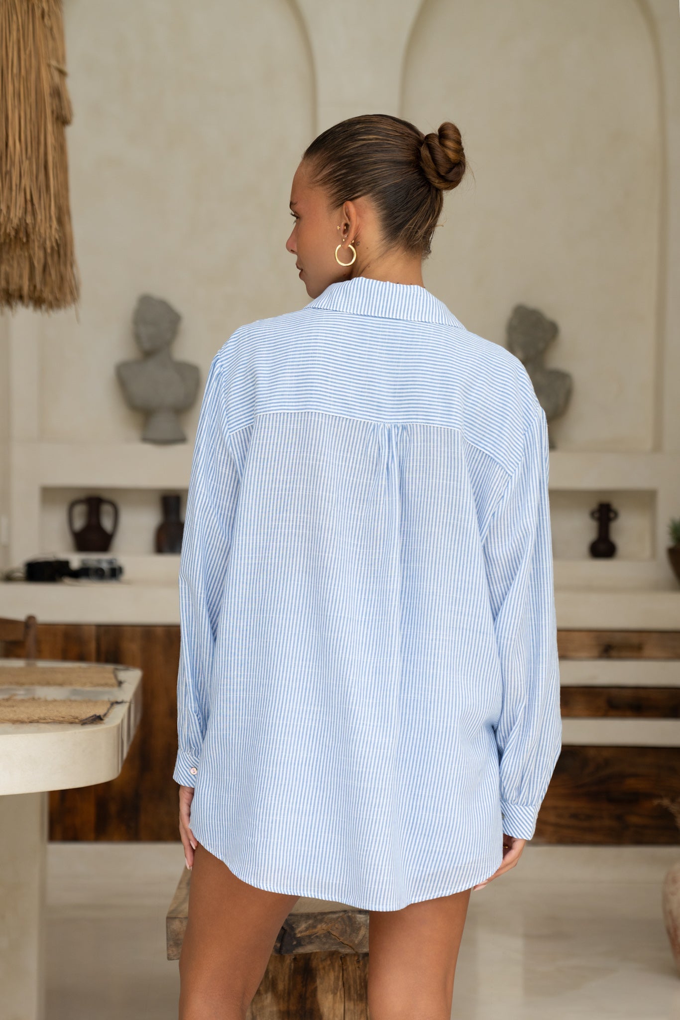 Heychic Lila Stripe Oversized Shirt (Blue)