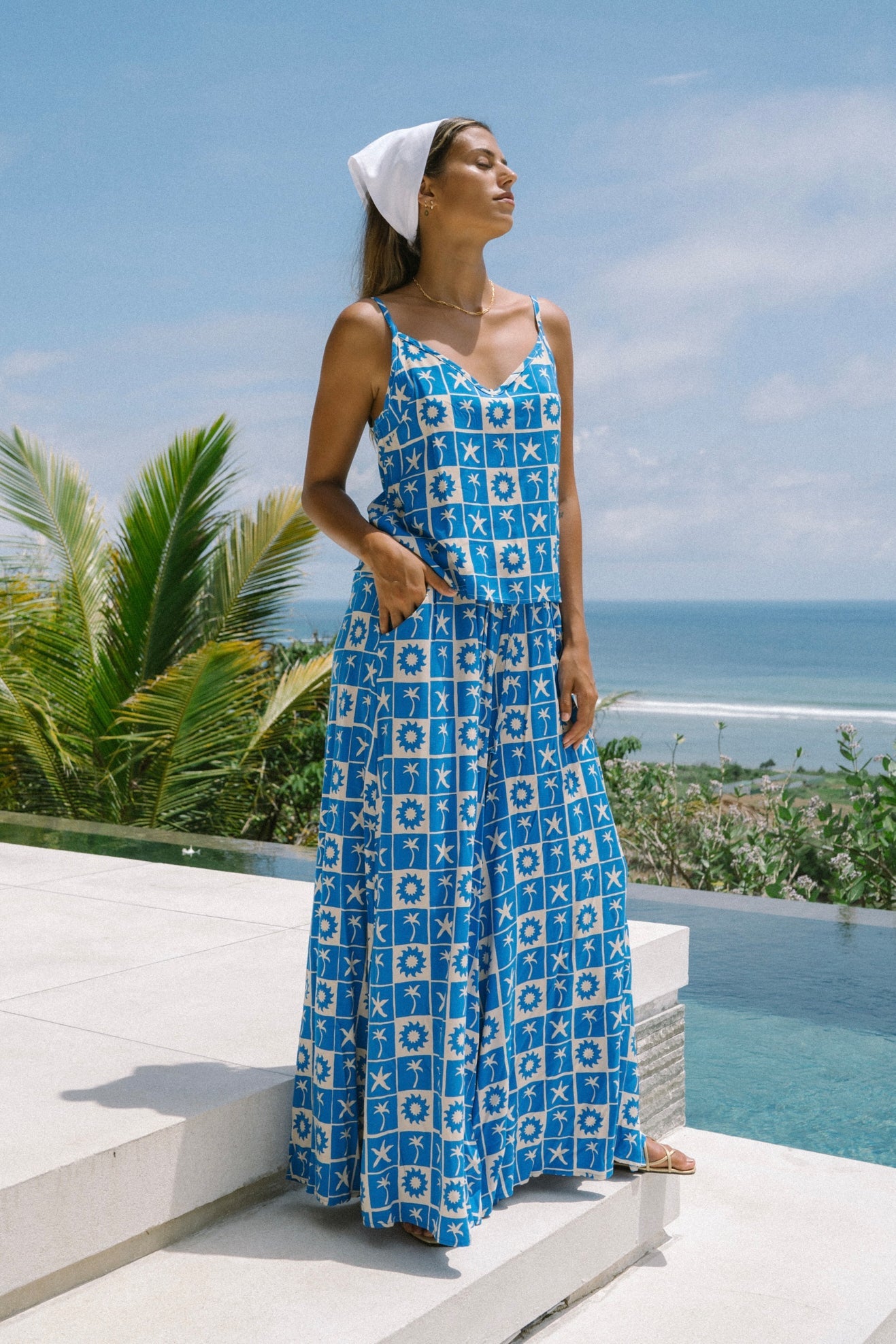 HEYCHIC Oliana Blue Tile Cami Top (Tropical)