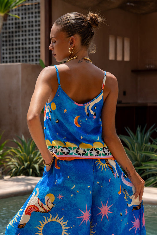 Heychic Philippa Abstract Cami Top (Blue)