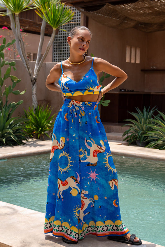 Heychic Philippa Abstract Wide Leg Pants (Blue)