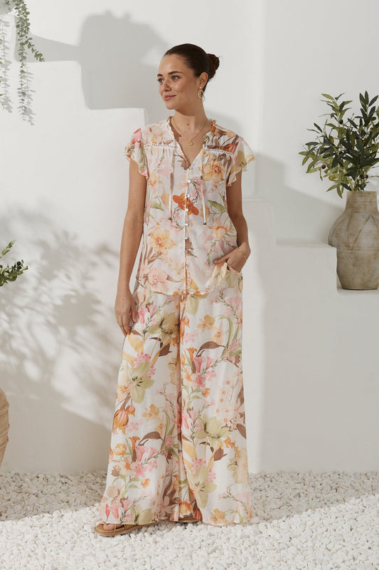 Heychic Lillian Floral Ruffle Top (Orange)