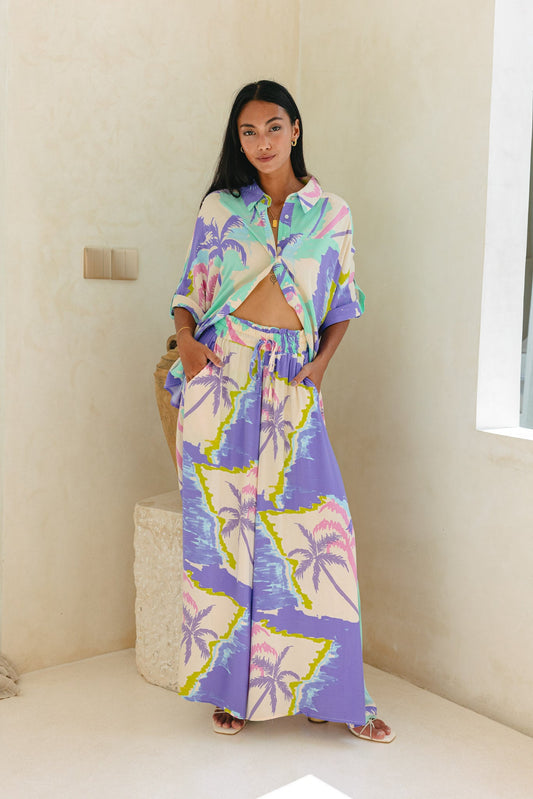 Heychic Paradisio Tropical Oversized Shirt (Purple)