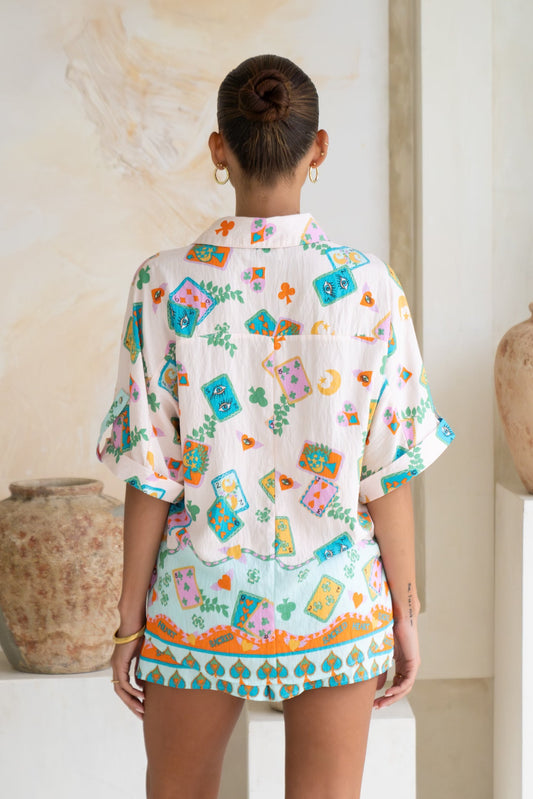 Heychic Fortuna Abstract Shirt (Blue)