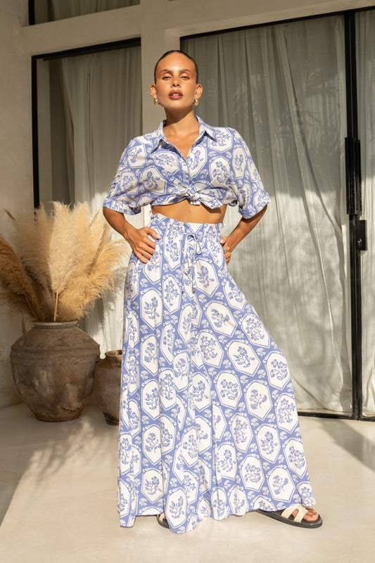 Heychic Delilah Floral Wide Leg Pants (Blue)