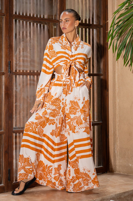 Heychic Tierra Rust Orange Long Sleeve Shirt (Tropical)
