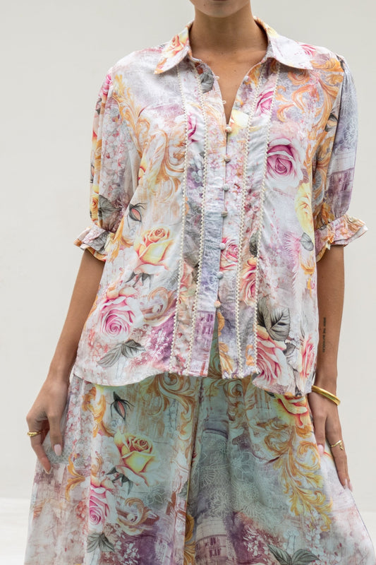 Heychic Carmella Floral Puff Sleeve Blouse (Pink)