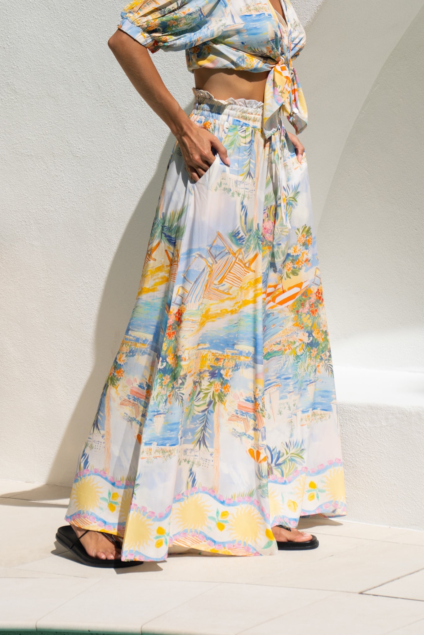 Heychic Solmar Multicolour Abstract Wide Leg Pants (Multi)