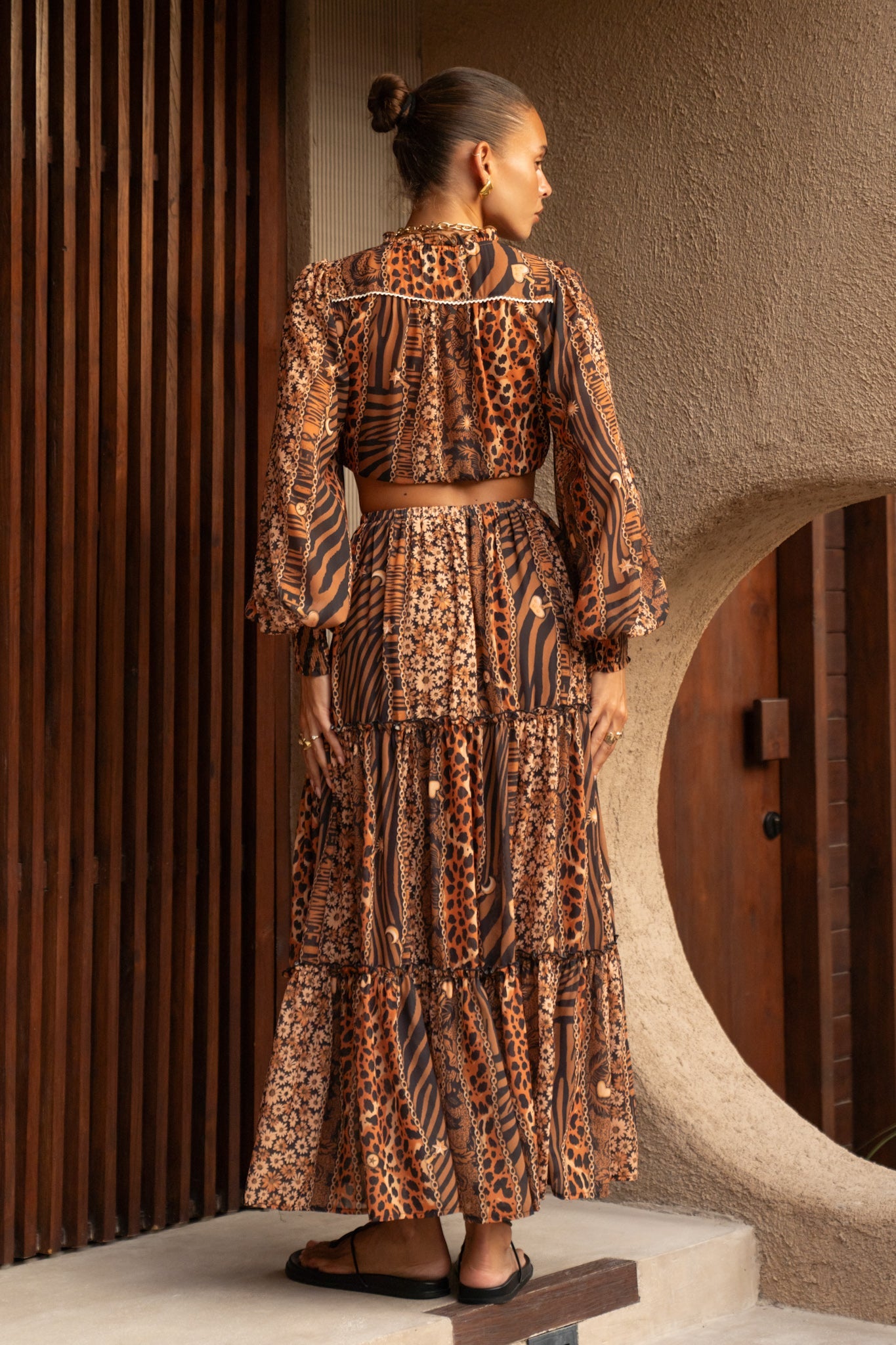 Heychic Malika Leopard Maxi Skirt (Brown)