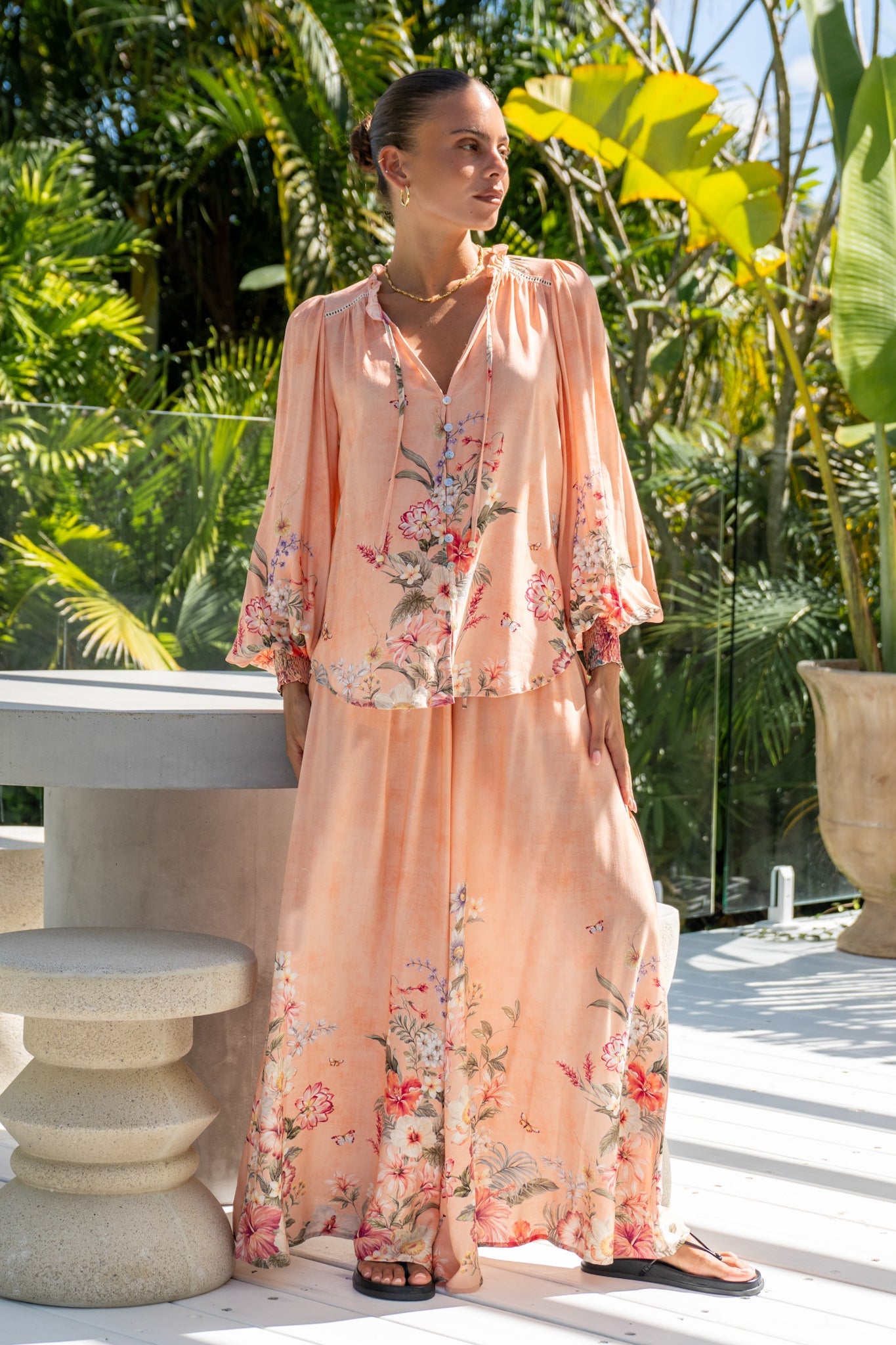 Heychic Charlotte Pink Balloon Sleeve Blouse (Floral)