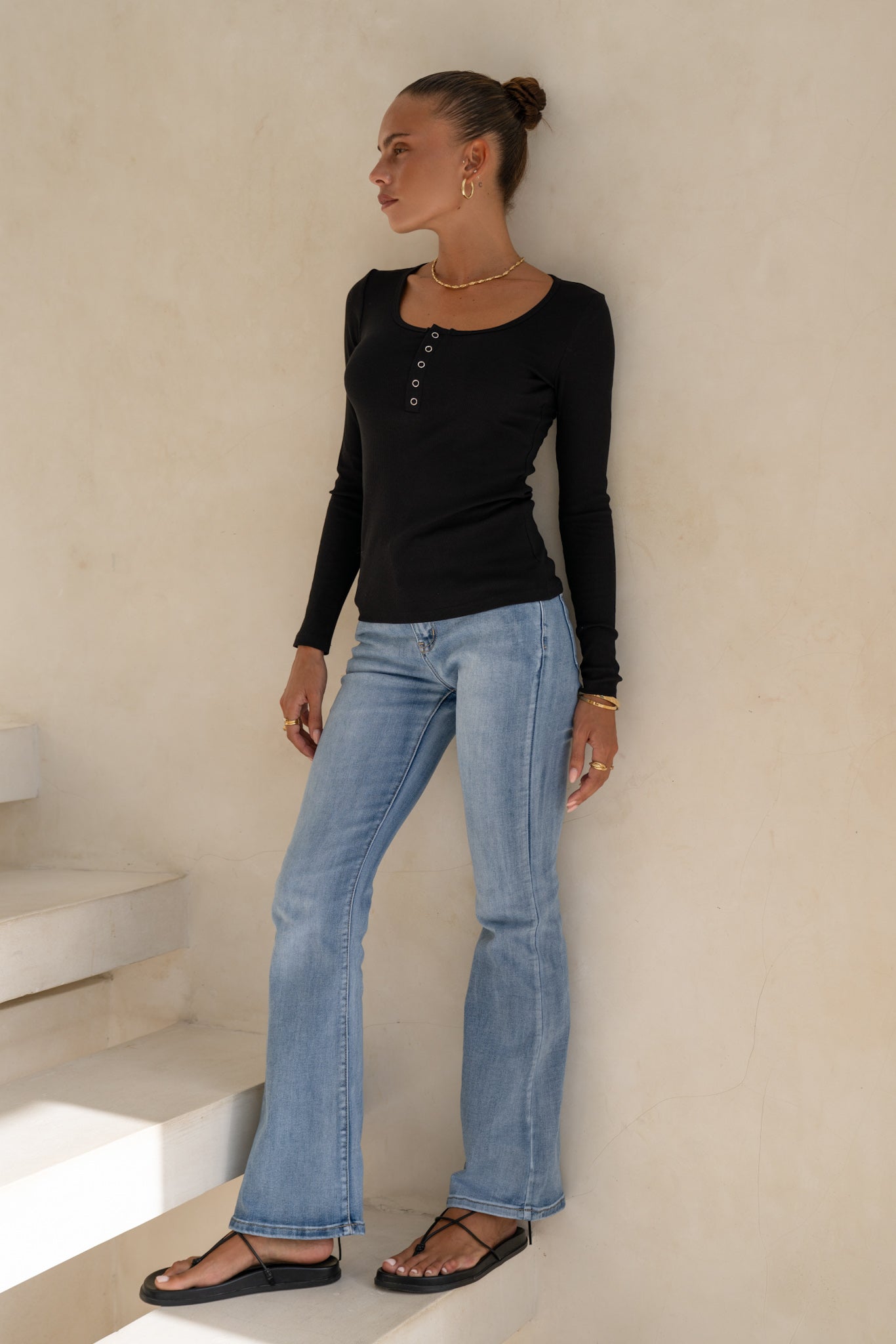 Heychic Ida Long Sleeve Top (Black)