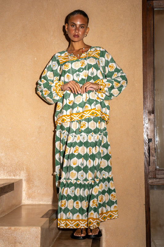 Heychic Emeris Abstract Blouse (Green)