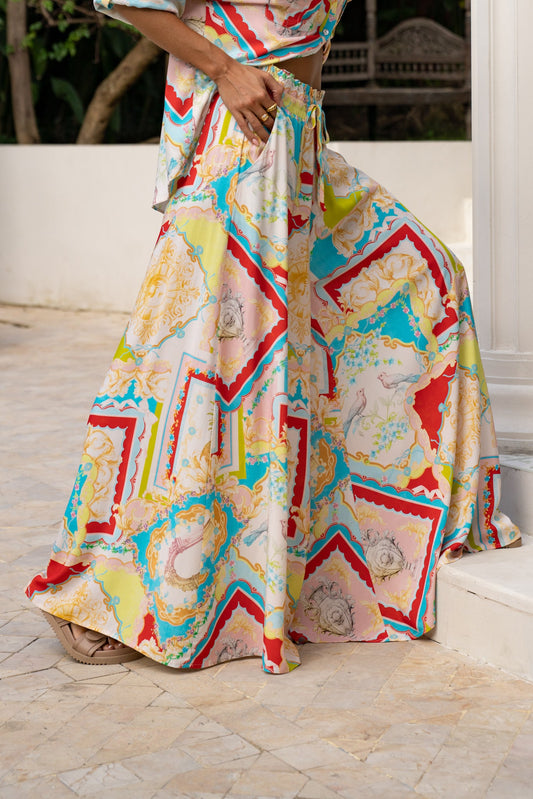 Heychic Anicetta Multicolour Patchwork Wide Leg Pants (Multi)