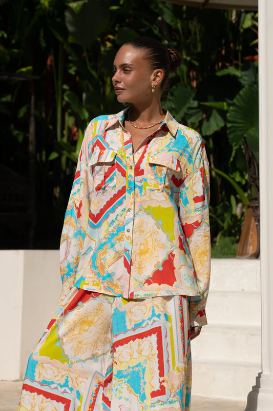 Heychic Anicetta Multicolour Patchwork Long Sleeve Shirt (Multi)