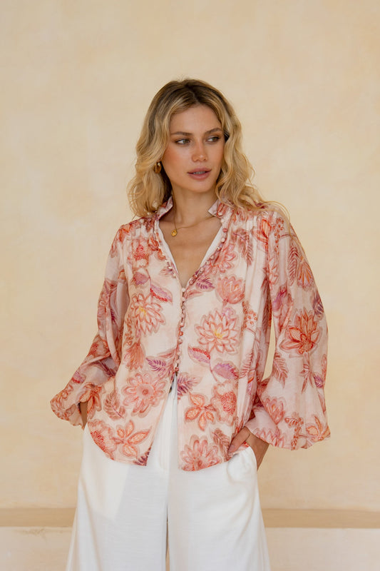 HEYCHIC Marlowe Floral Blouse (Pink)