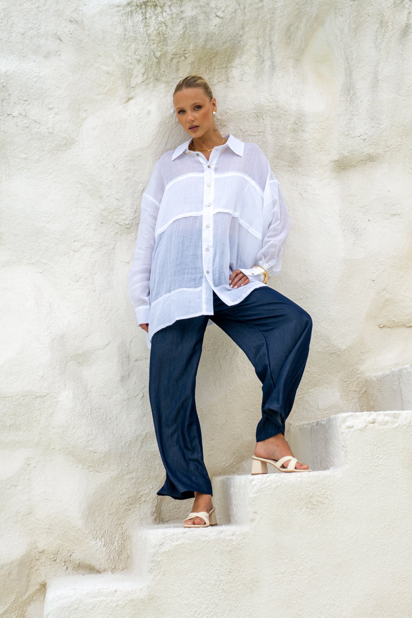 HEYCHIC Nellie Ramie Shirt (White)