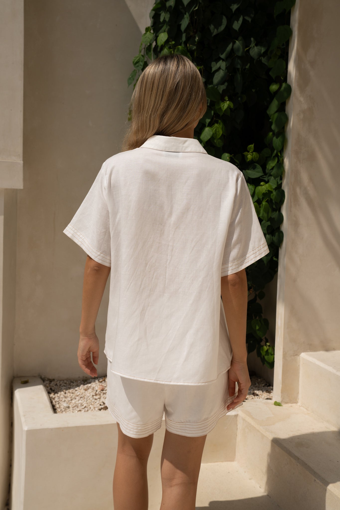 HEYCHIC Sera Contrast Stitch Shirt (White)