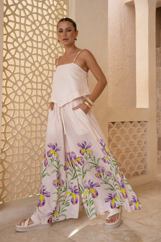 HEYCHIC Hannelle Purple Wide Leg Pants (Floral)