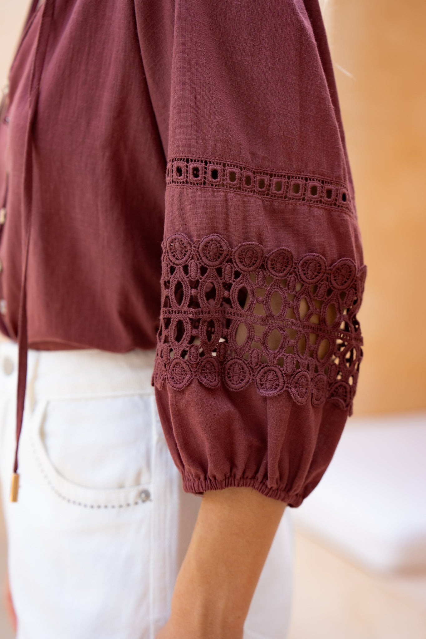 HEYCHIC Helina Lace Blouse (Brown)