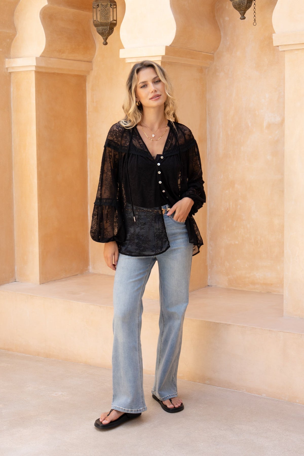 HEYCHIC Arla Lace Blouse (Black)