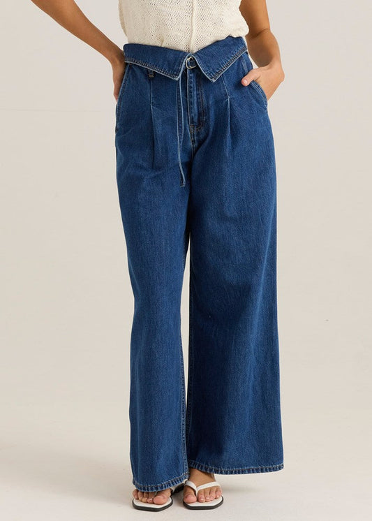 Sass Clothing Alissa Foldover Jean (Royal Blue Wash)