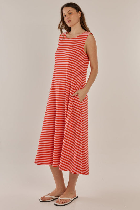 Betty Basics Sabrina Maxi Dress (Pink/Red Stripe)