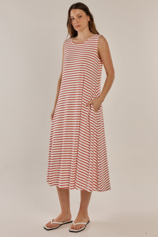 Betty Basics Sabrina Maxi Dress (Red Stripe)