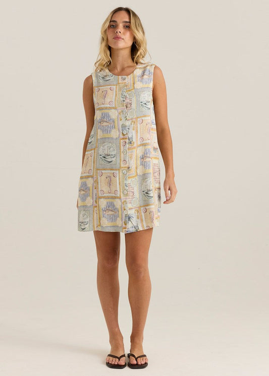Sass Clothing Reo Button Shift Dress (Wayfarer Print)