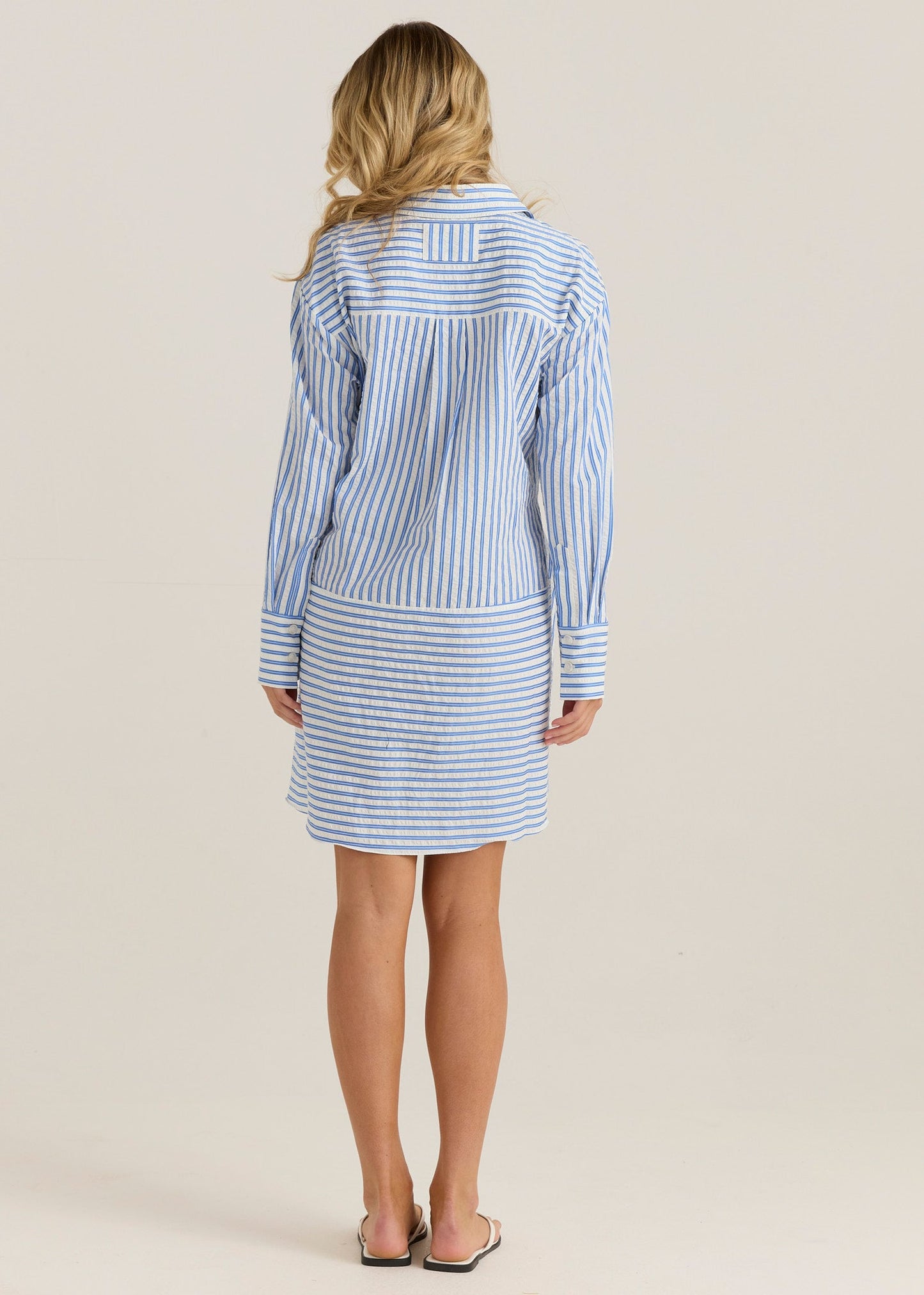 Sass Clothing Aziza Shirt Dress Blue/White Stripe (Blue/ White Stripe)