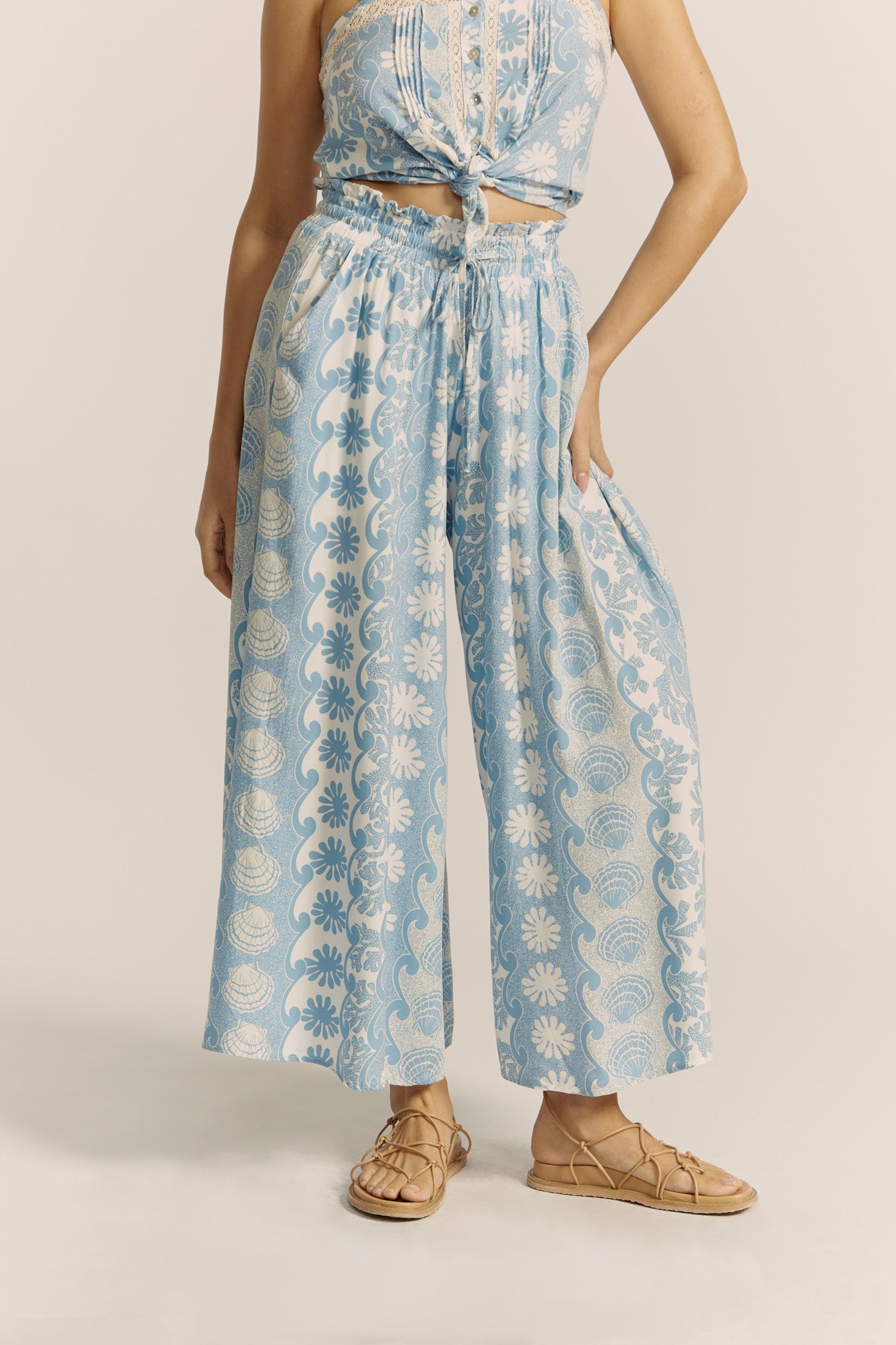 Heychic Oceane Abstract Wide Leg Pants (Blue)