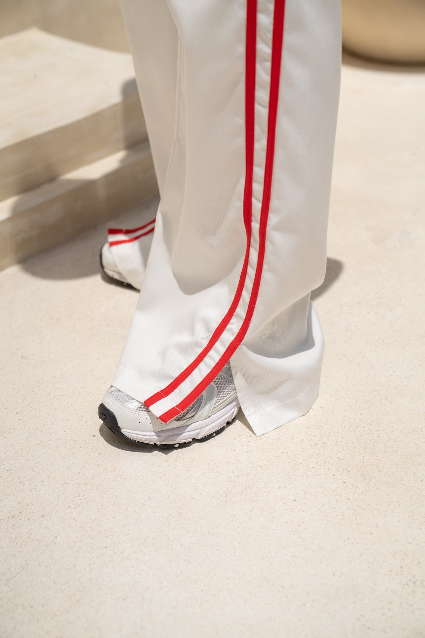 HEYCHIC Leah Red Contrast Stripe Trackpants (White)