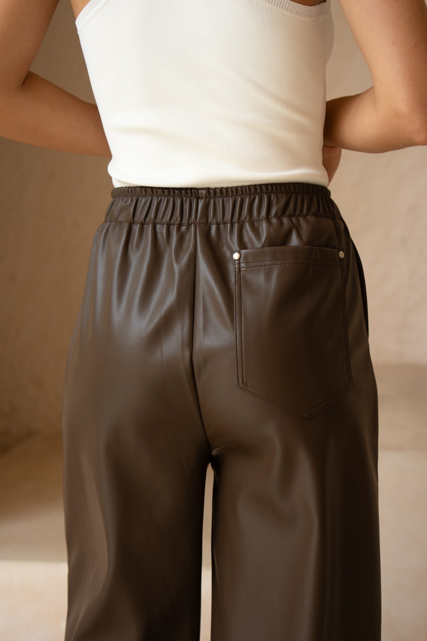 HEYCHIC Zora PU Pants (Brown)