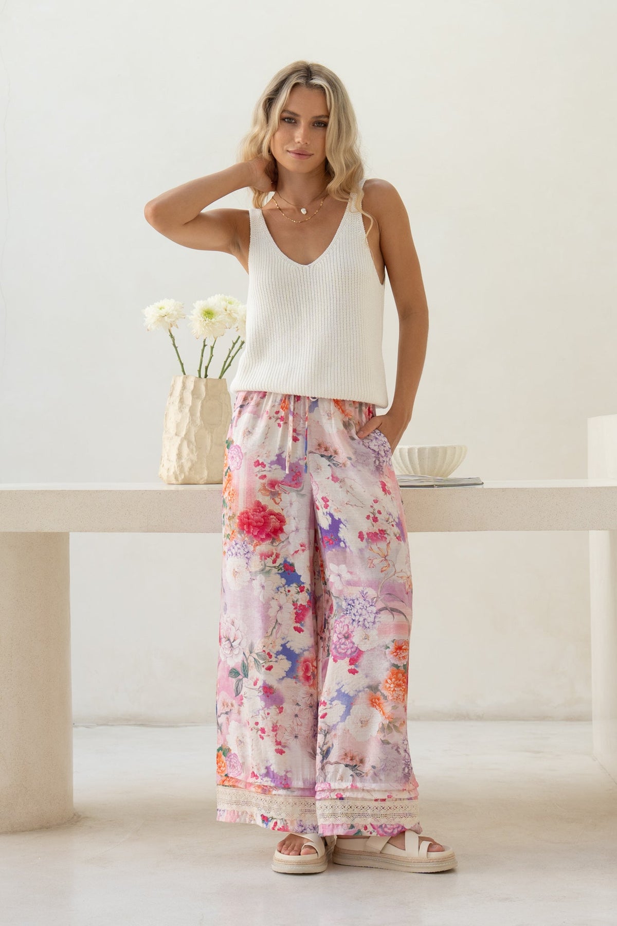 HEYCHIC Elani Pink Pants (Floral)