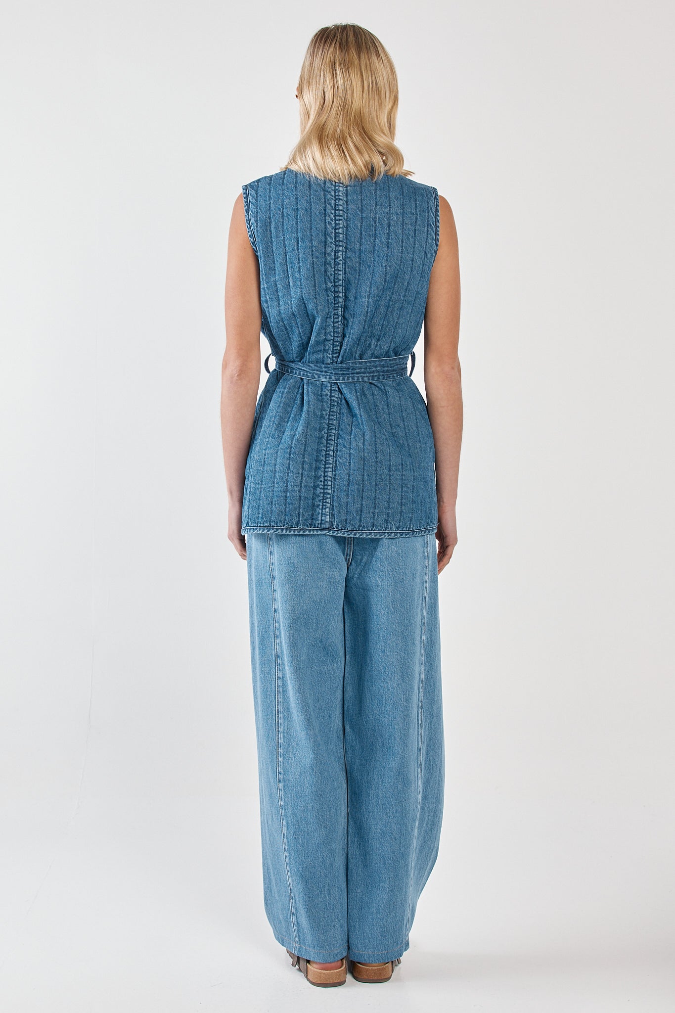 Sass Clothing Pepa Quilted Denim Vest (Classic Blue)