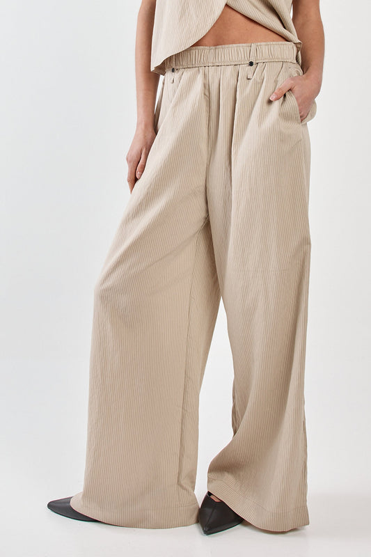 Sass Clothing Renee Paper Bag Pant (Beige Black Stripe)