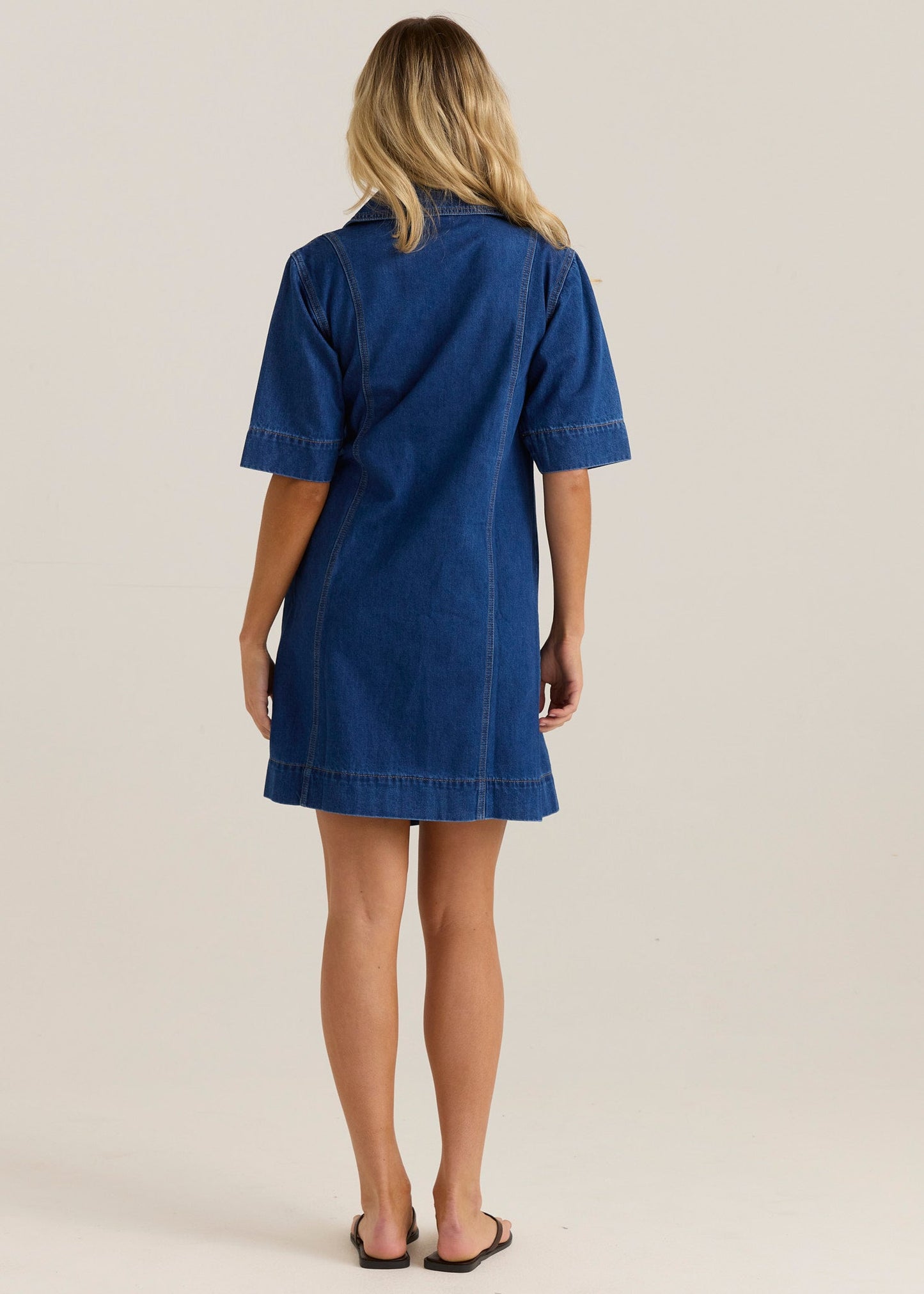 Sass Clothing Sylvia Denim Wrap Dress (Classic Blue Wash)