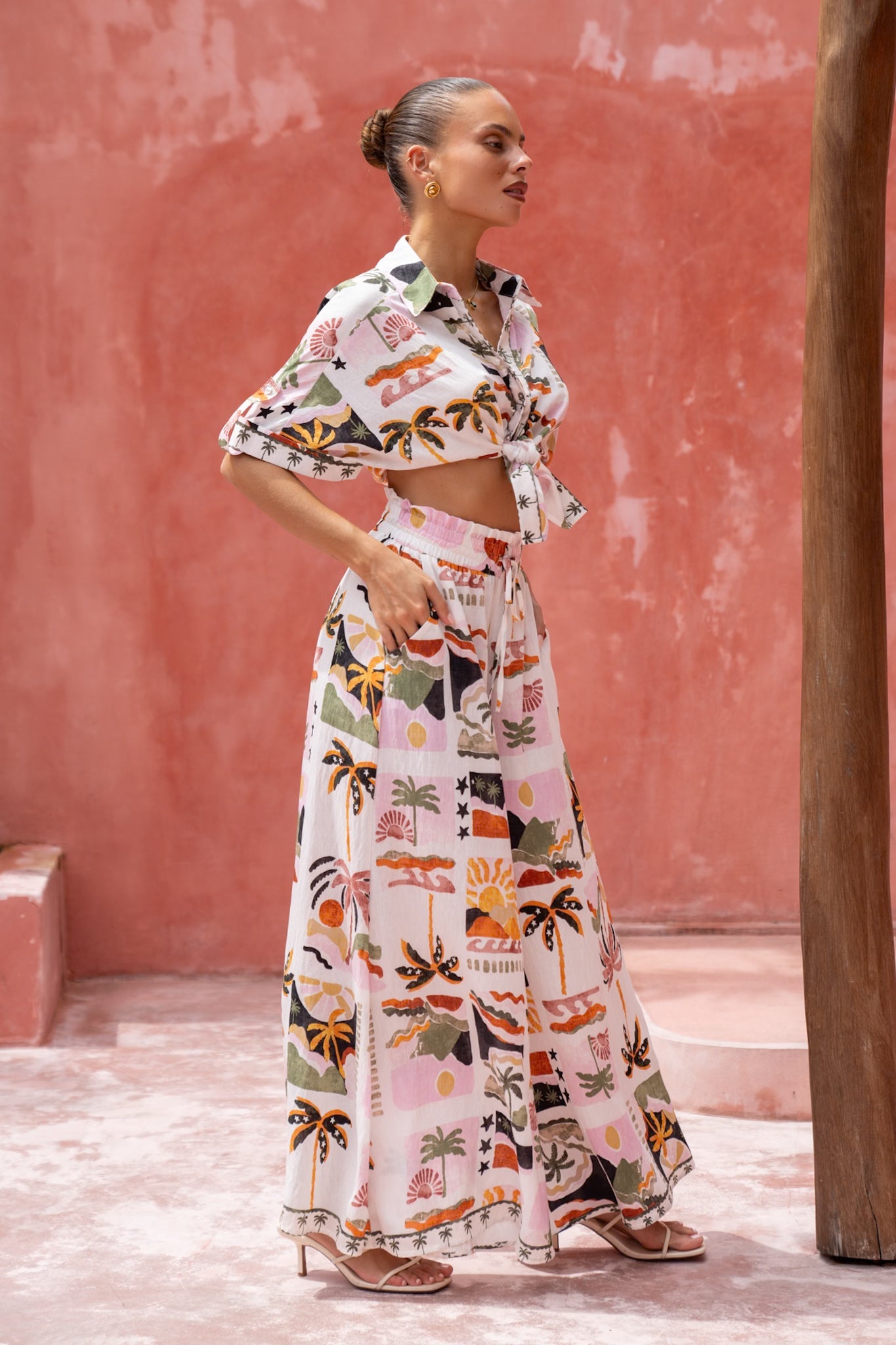 HEYCHIC Aeliana Multicolour Tropical Wide Leg Pants (Multi)