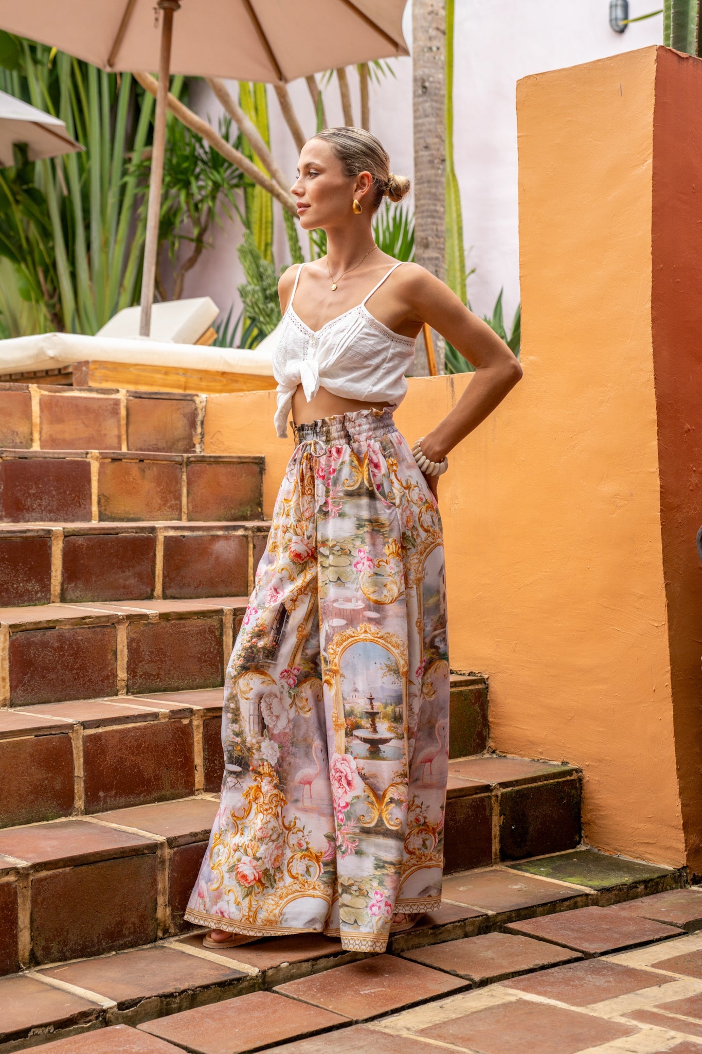 HEYCHIC Roselune Multicolour Abstract Wide Leg Pants (Multi)