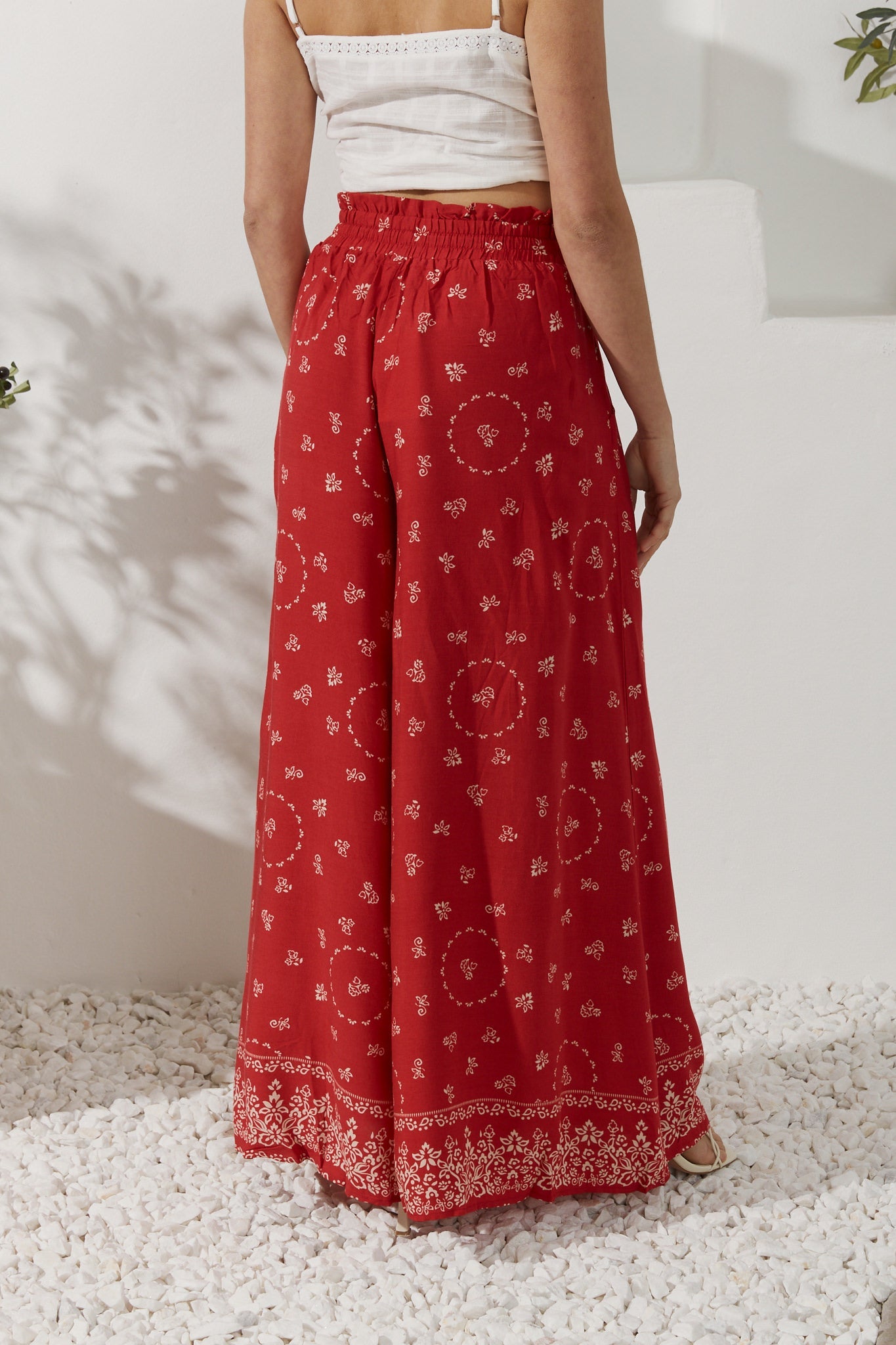 Heychic Elowen Boho Wide Leg Pants (Red)