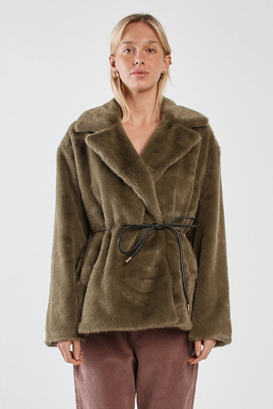 Sass Clothing Vivi Fur Jacket (Dark Olive)