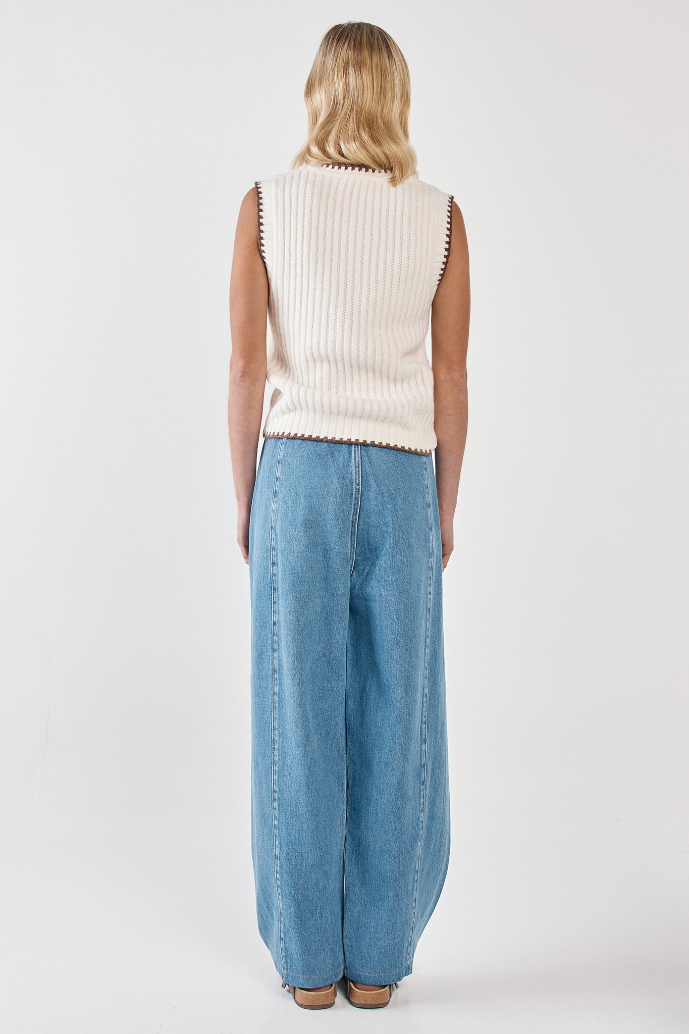 Sass Clothing Tonia Knit Vest (Cream/Mushroom)