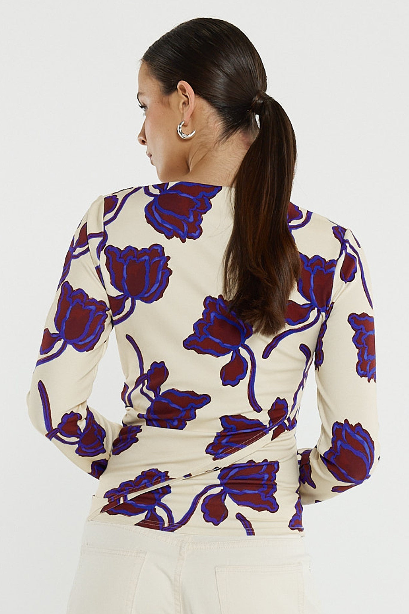 Sass Clothing Jade Seamed Jersey Top (Winter Poppy)