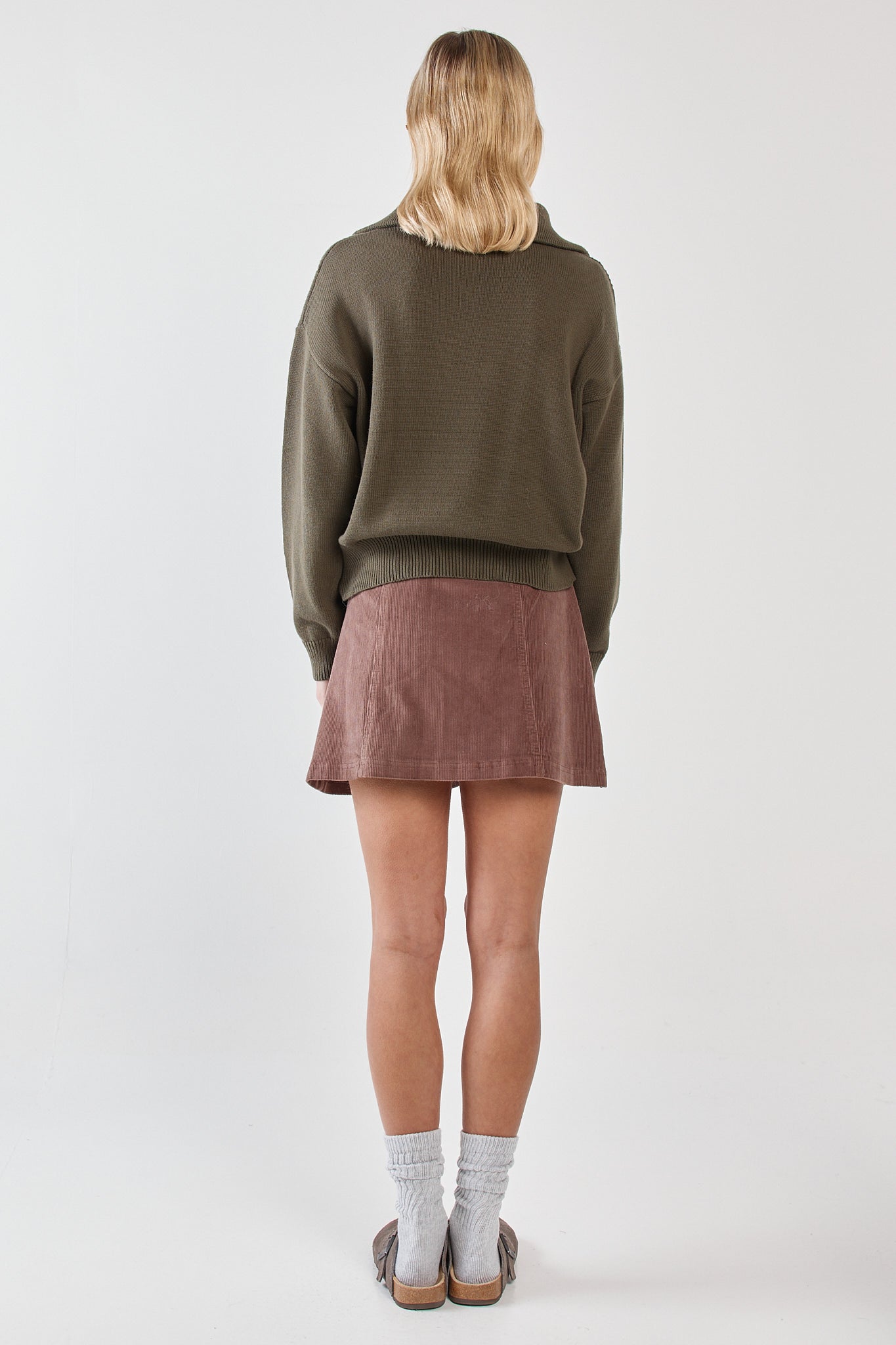 Sass Clothing Parco Cord Mini Skirt (Mushroom)