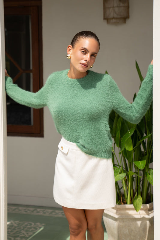 Heychic Jase Fluffy Knit Sweater (Green)