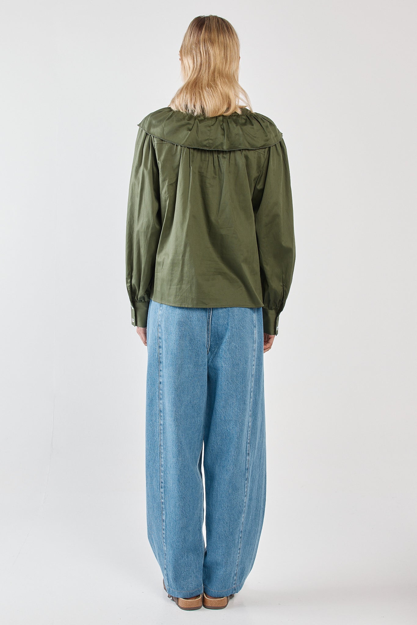 Sass Clothing Artha Frill Blouse (Olive)