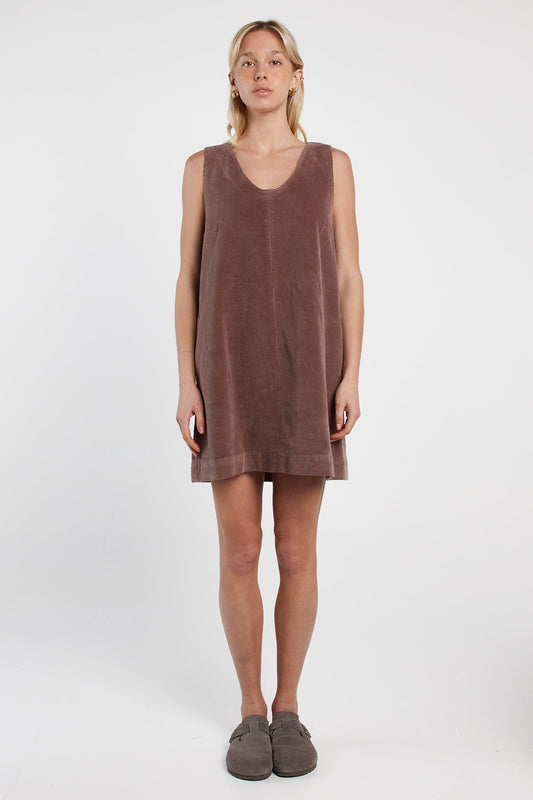 Sass Clothing Parco Cord Shift Dress (Mushroom)